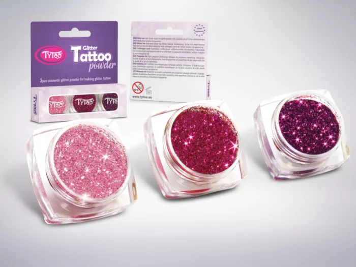 Glitzerset 3 x 2,5 ml Babyrosa, Purpur, Dunkelmalve