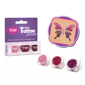 Glitzerset 3 x 2,5 ml Babyrosa, Purpur, Dunkelmalve