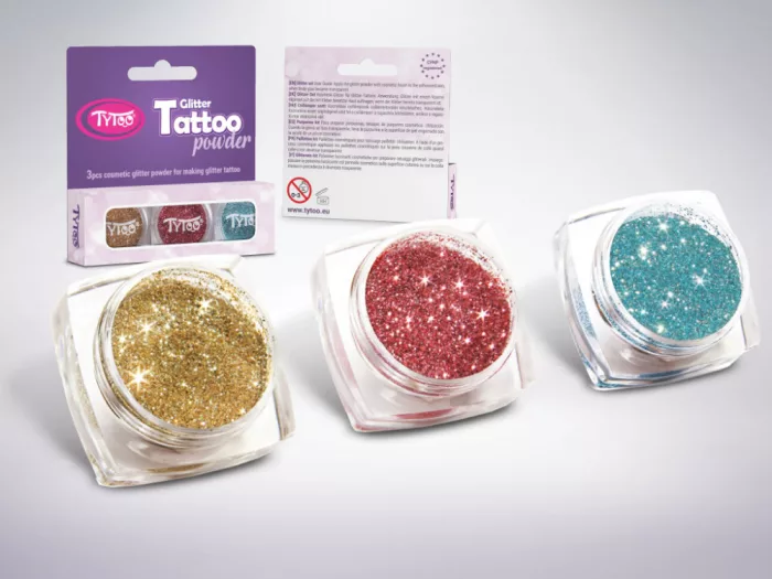 Glitzerset 3 x 2,5 ml Champagner, Lachs, Azurblau