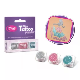 Glitzerset 3 x 2,5 ml Silber, Babyrosa, Azurblau