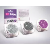 Glitzerset 3 x 2,5 ml Silber, Stahlgrau, Hellmalve
