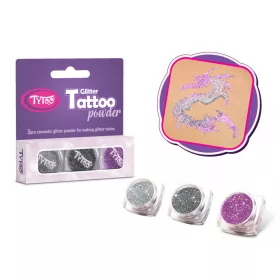 Glitzerset 3 x 2,5 ml Silber, Stahlgrau, Hellmalve