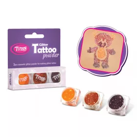 Glitzerpulver-Set 3 x 2,5 ml Orange, Hellbraun, Braun