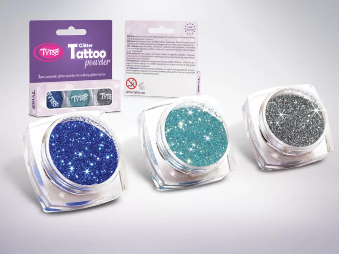 Glitzerset 3 x 2,5 ml Meeresblau, Azurblau, Stahlgrau