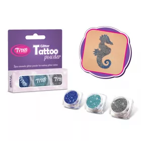 Glitzerset 3 x 2,5 ml Meeresblau, Azurblau, Stahlgrau