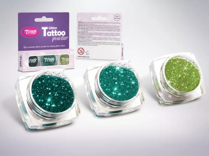 Glitzerset 3 x 2,5 ml Dunkeltürkisgrün, Helltürkisgrün, Goldgrün