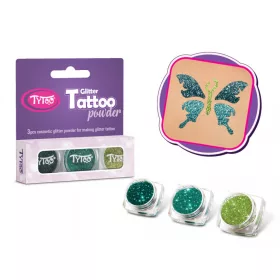   Glitzerset 3 x 2,5 ml Dunkeltürkisgrün, Helltürkisgrün, Goldgrün