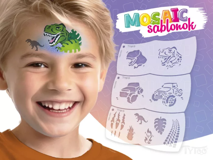 Mosaik Gesichtsmal-Schablone - Dino - Geländewagen