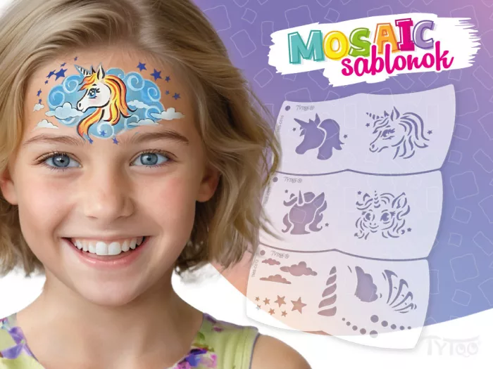 Mosaik Gesichtsmalerei Schablone - Einhorn - Stern