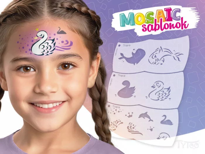 Mosaik Gesichtsmal-Schablone - Delfin - Schwan