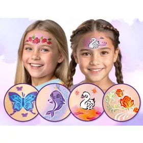  Sparkling Fantasy Gesichtsmalfarben-Set (6 Stück mit Mosaikschablonen)