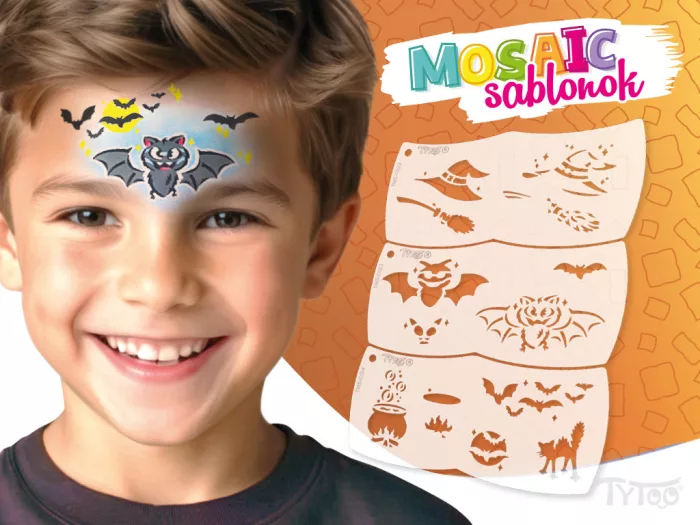 Mosaik Gesichtsmalerei Schablone - Fledermaus - Hexe