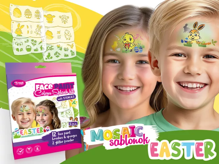 Oster-Gesichtsfarben-Set - (mit 6 Mosaik-Schablonen)