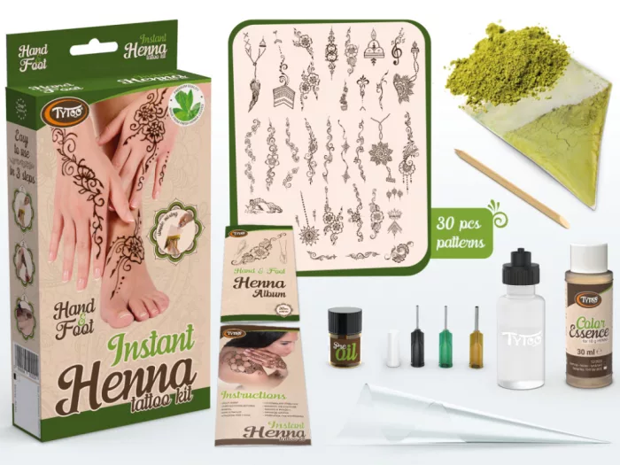 TyToo Sofort-Henna-Set mit Hand- und Fußmotiven und Öl