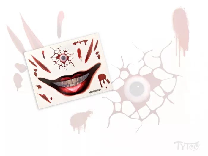 Teuflische Clown-Maske Tattoo-Sticker