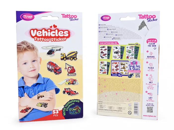 Fahrzeuge Tattoo Aufkleber Set