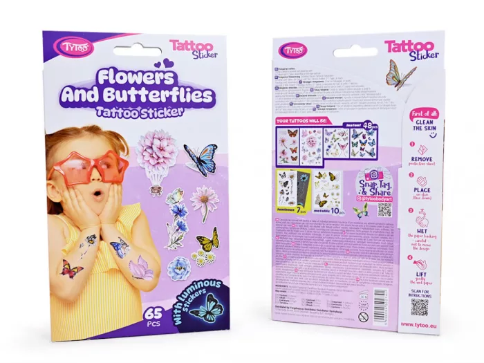 Schmetterlinge und Blumen Tattoo Sticker Set