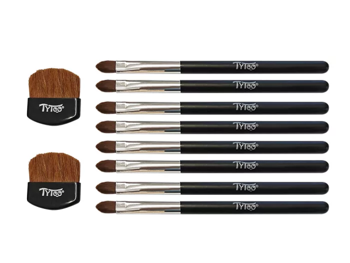 10-teiliges Pinselset (8 flache + 2 Abstaubpinsel)