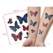 Blaue und Rote Schmetterling Tattoo-Aufkleber