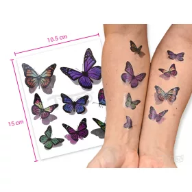 Lila und Grüne Schmetterling Tattoo-Aufkleber