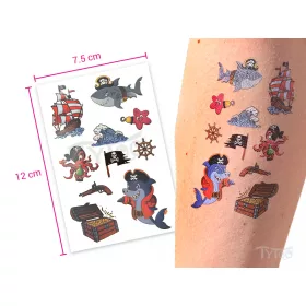Piraten Haie und Schatztruhe Sticker Tattoos