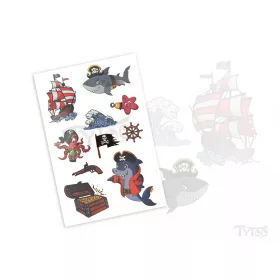 Piraten Haie und Schatztruhe Sticker Tattoos