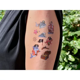 Piraten Haie und Schatztruhe Sticker Tattoos