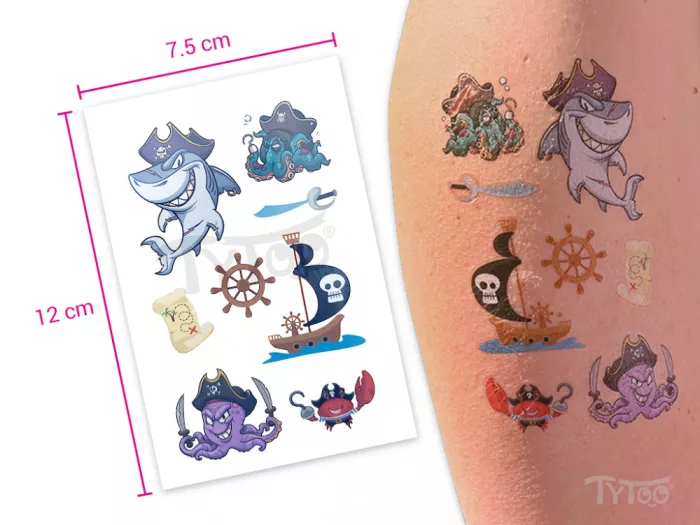 Piratenhaie mit Karte Tattoo-Aufkleber