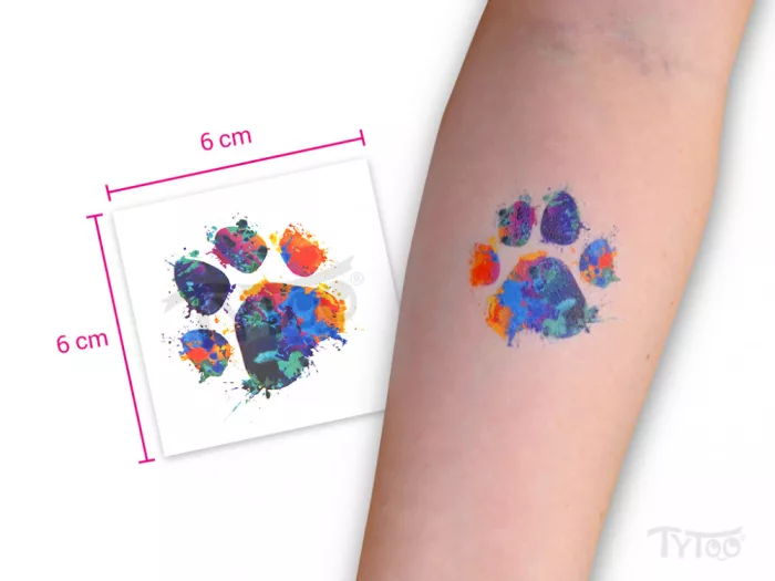 Bunte Pfoten Sticker-Tattoo