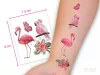 Exotische Tattoo-Aufkleber mit Flamingo und Papagei