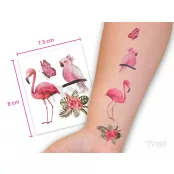 Exotische Tattoo-Aufkleber mit Flamingo und Papagei