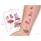Exotische Tattoo-Aufkleber mit Flamingo und Papagei