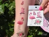Exotische Tattoo-Aufkleber mit Flamingo und Papagei