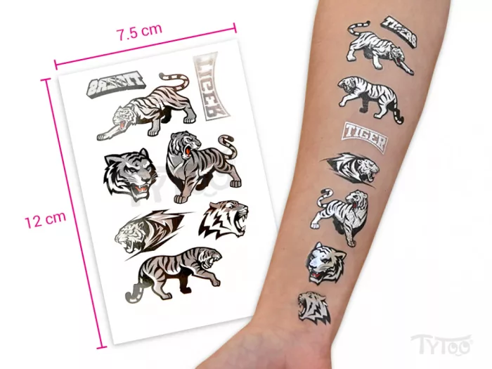 Silberne Tiger Tattoo-Aufkleber