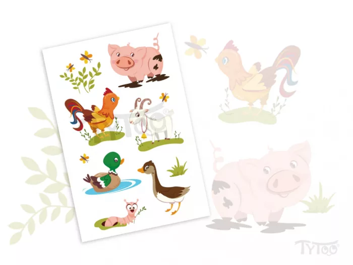 Bauernhof Tiere Sticker Tattoos
