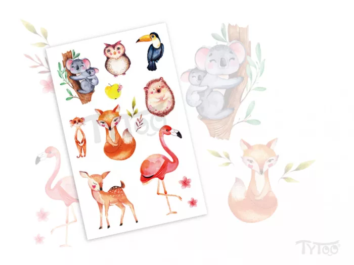 Tiere mit Flamingo Tattoo Sticker