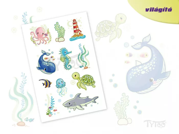 Leuchtende Meerestiere Sticker-Tattoos