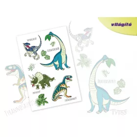 Leuchtende blaue und grüne Dinosaurier-Tattoo-Aufkleber