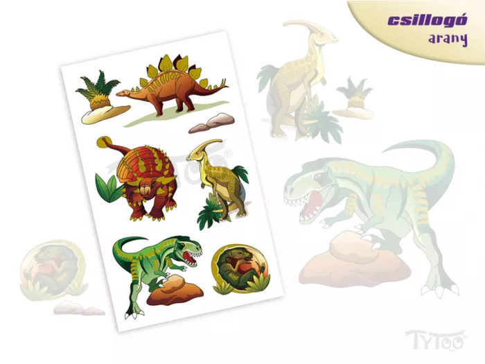 Grüne und Braune Dinosaurier Tattoo Aufkleber