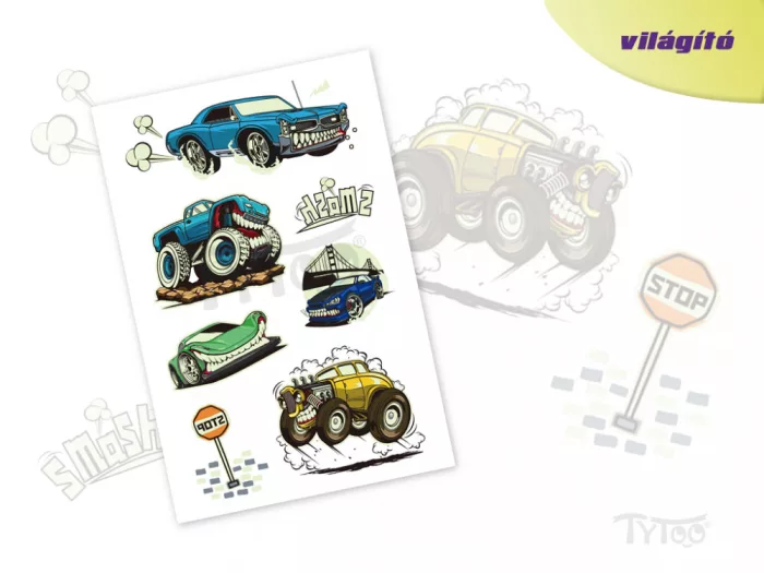 Leuchtende Monster Truck Sticker Tattoos