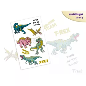 Rosa und Grüne Dinosaurier Sticker-Tattoo