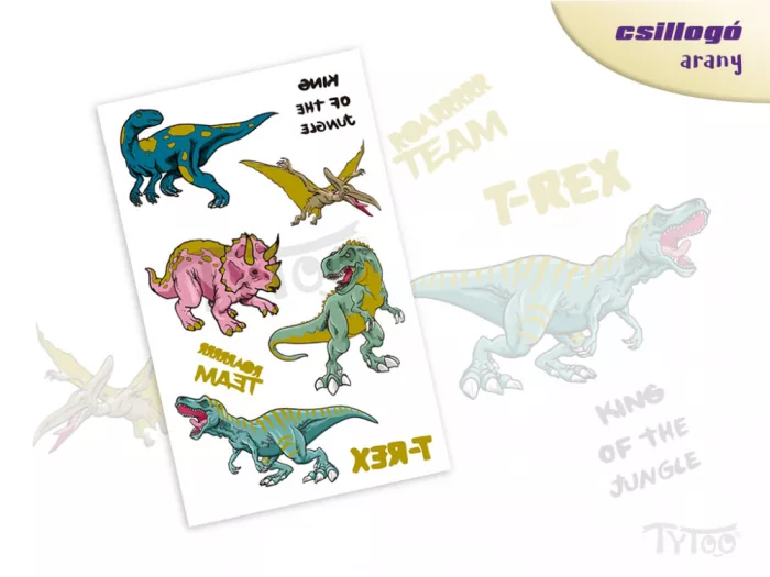 Rosa und Grüne Dinosaurier Sticker-Tattoo