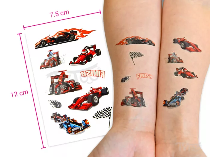 Leuchtende Rennwagen Tattoo-Aufkleber