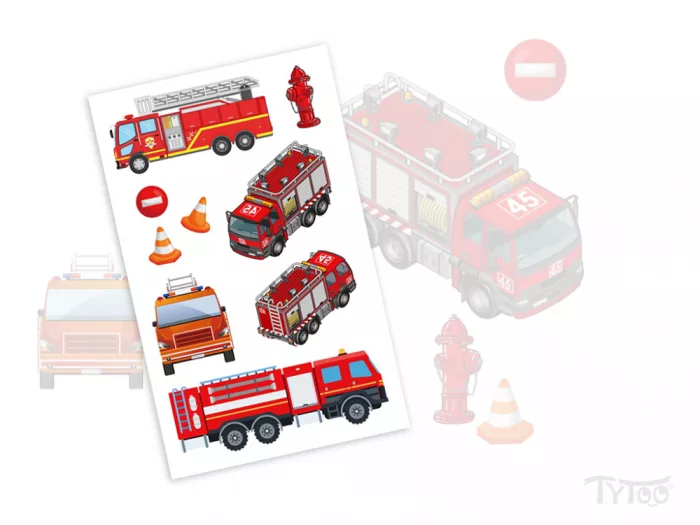 Feuerwehrwagen Aufklebetattoos