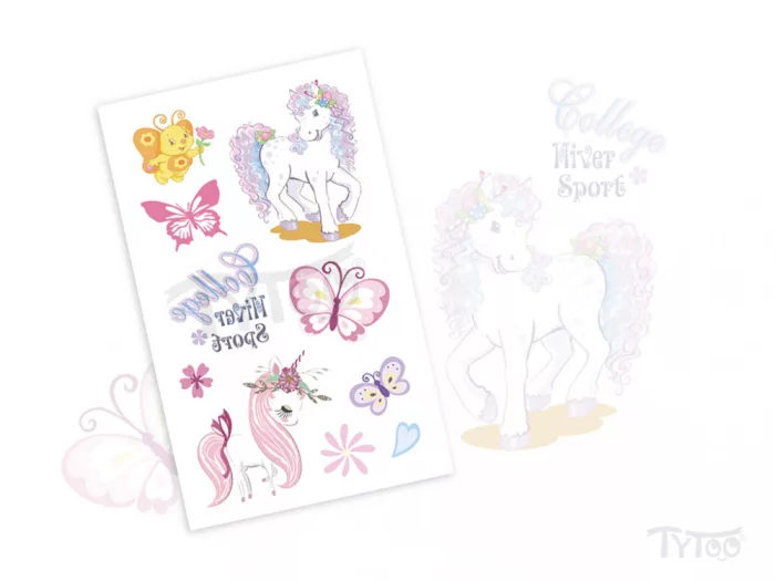 Pony Pferd mit Gelber Biene Tattoo Aufkleber