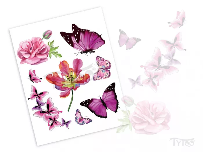 Magenta Schmetterling Tattoo Aufkleber