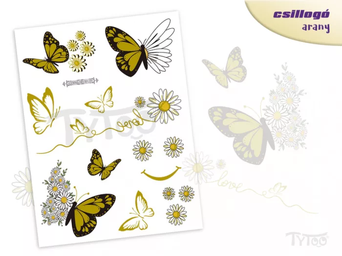 Gelbe Schmetterling-Tattoo-Aufkleber