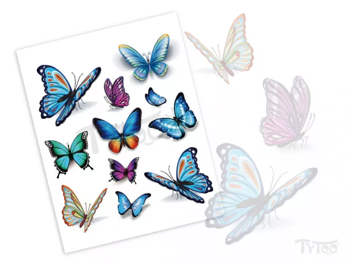 Blaue Schmetterlinge Tattoo Aufkleber