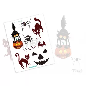 Halloween-Muster mit Katzen Tattoo-Aufkleber