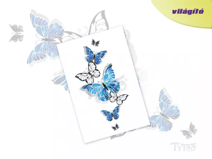 Rankende Leuchtende Blaue Schmetterlinge Tattoo Aufkleber